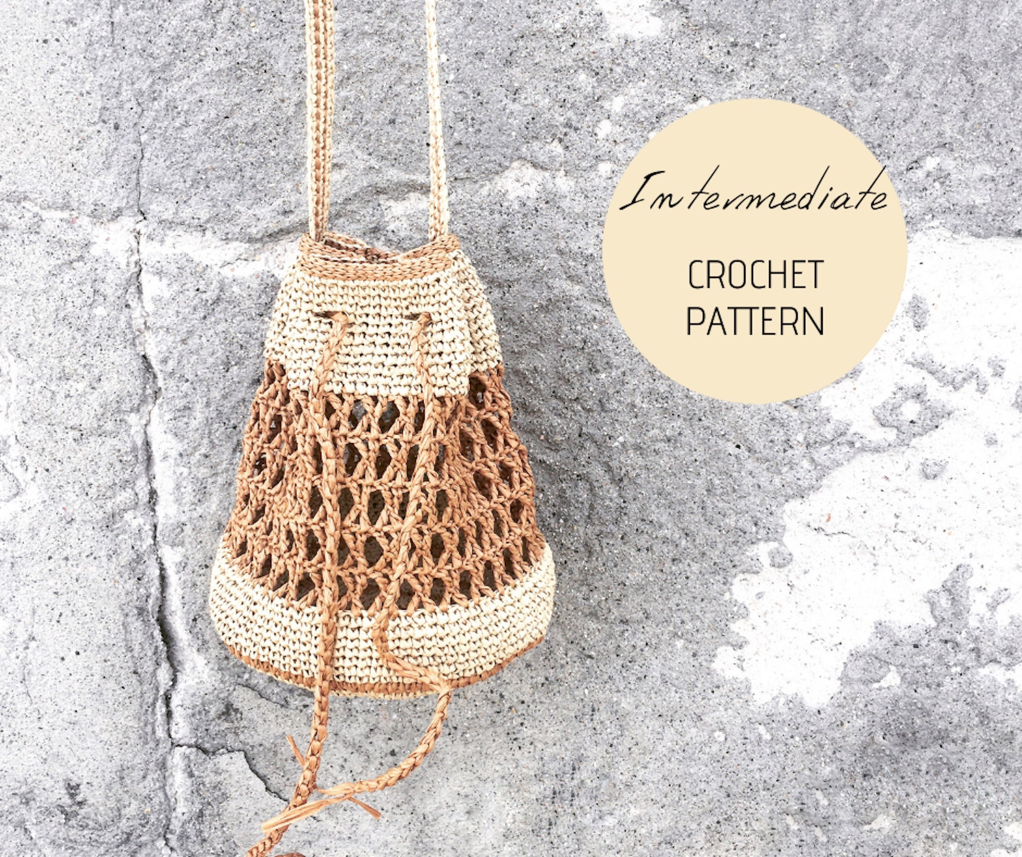 Crochet Bucket Bag Pattern Crocheted Raffia Bag Pattern | Etsy