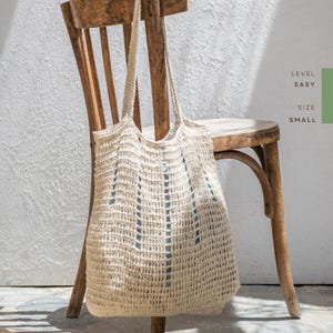 Crochet Pattern ‘Lines Bag&#39;, Crochet Tote Bag Pattern, Crochet Shoulder Bag PDF, Crochet Summer Boho Bag Pattern, Crocheted Jute Bag PDF