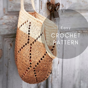 Crochet Pattern for the 'DIAMONDS TOTE BAG', Raffia Crochet Bag pattern, Shoulder Bag pattern, boho bag pattern, Easy Crochet Pattern