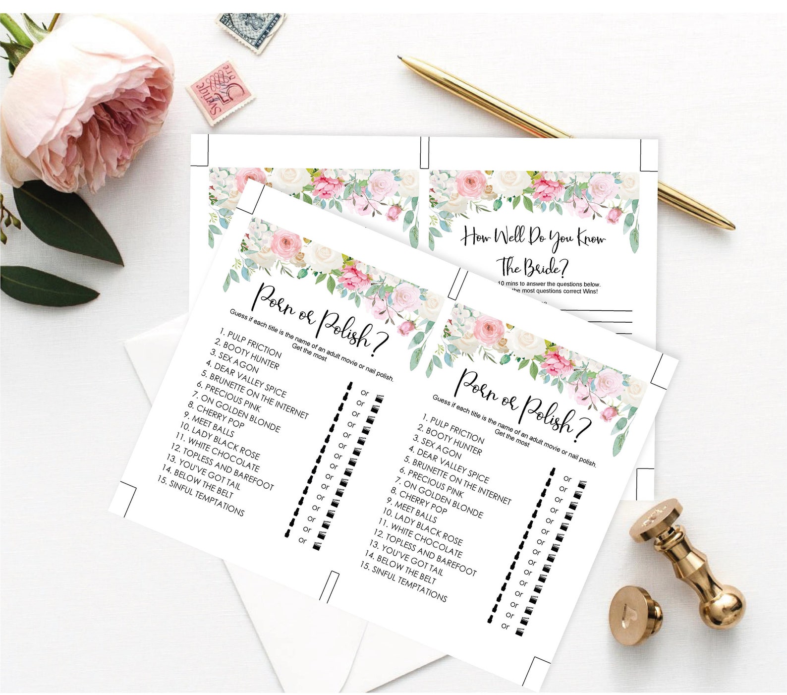 Naughty Bachelorette Game Bridal Shower Games Disney love Etsy