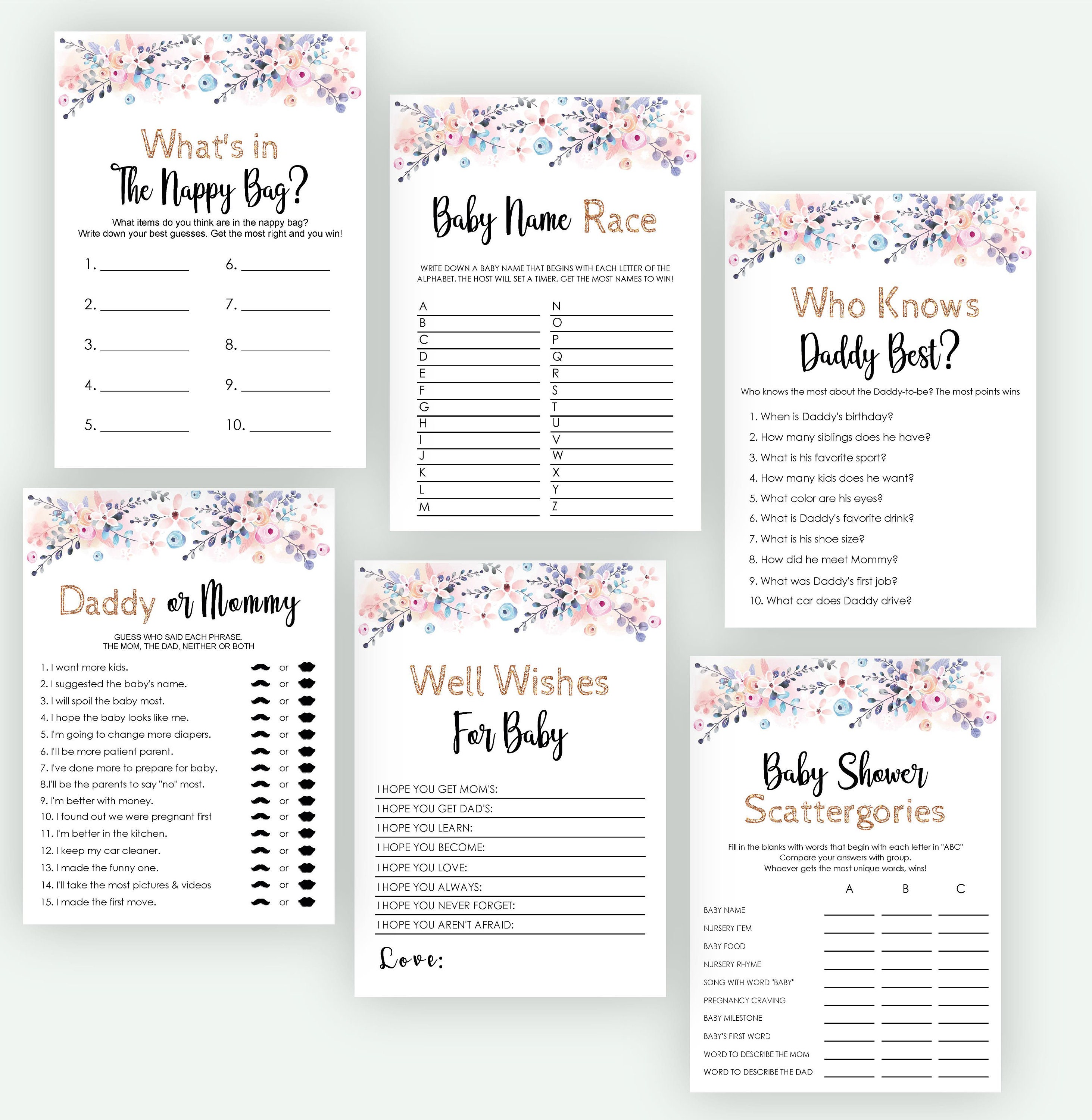 Baby Shower Games Who Knows Mommy Best Baby Shower Games Etsy