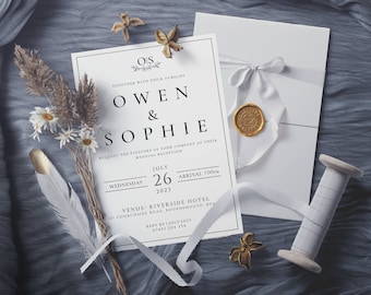 Wedding Invitation, Simple, Elegant, Personalised Wedding Card