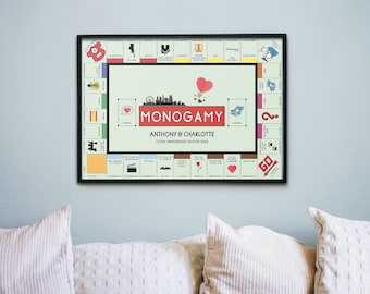 Custom Monopoly Style Board Personalised for Wedding, Anniversary, Birthday, Engagement or any Occasion, Print Version