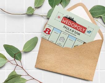 Personalised Monopoly Themed Board Game Wedding Invitation or Anniversary, Birthday, Engagement or any Occasion