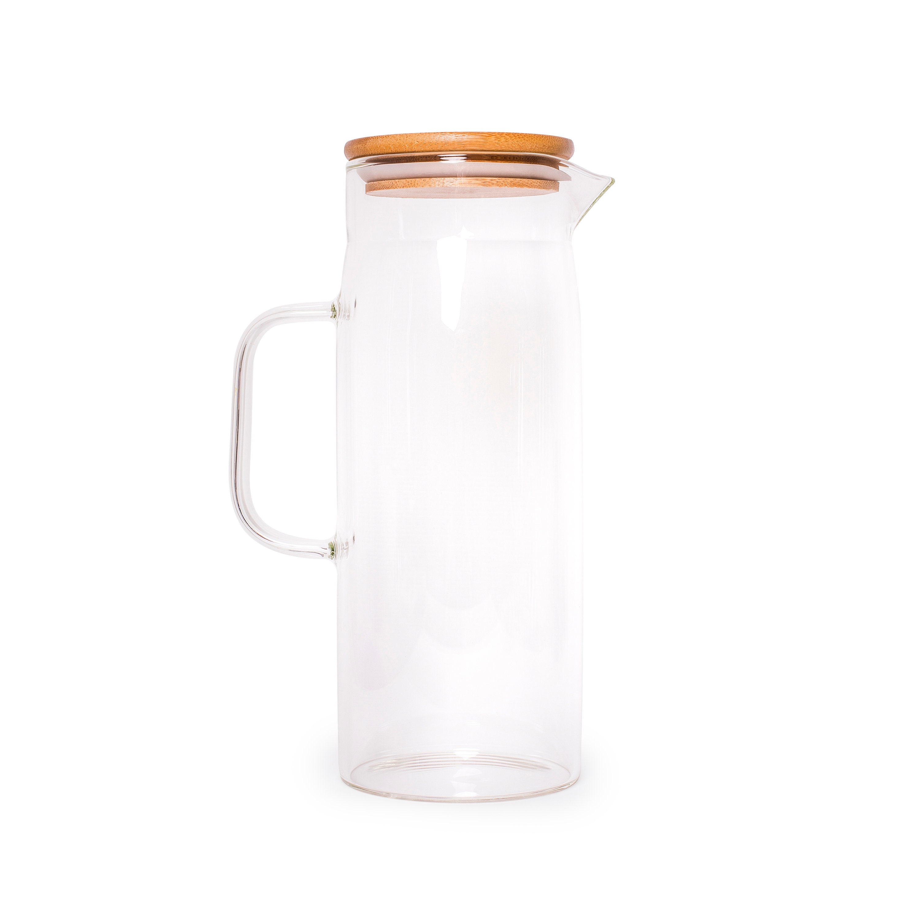 Small Glass Jug Pitcher With Bamboo Lid 1 Lt Etsy