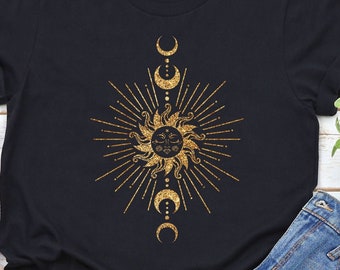 Sonne und Mond SVG, Boho Halbmond SVG, himmlische SVG, mystisch, Boho Shirt, Png, SVG-Dateien für Cricut, Sublimation Designs Downloads