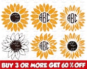 Sunflower Bundle SVG, Circle Monogram Frame Svg, Sunflower Clipart, Flower, Floral, Cricut Design, Silhouette, Sublimation Designs Downloads