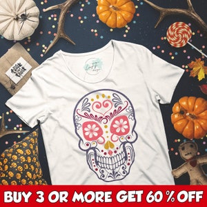 Skelett SVG, Halloween SVG, Blumenschädel SVG, Zuckerschädel, Mexikanisch, Horror, Shirt, Png, SVG-Dateien für Cricut, Sublimation Designs Downloads
