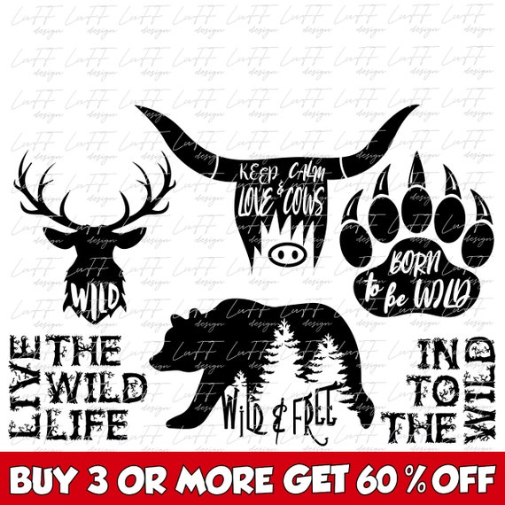 Wild Bundle Svg Wild And Free Svg Free Tree Svg Bear Svg Etsy