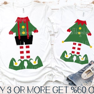 Elf SVG, lustiges Weihnachtshemd SVG, Paare Weihnachten passendes Shirt SVG, Mann, Frau, Kinder, Dxf, Png, Cricut, Sublimation Designs Downloads
