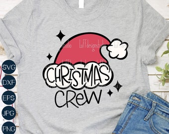 Christmas Crew SVG, Family Christmas SVG, Santa Squad SVG, Santa Hat Svg, Popular Png, Svg Files For Cricut, Sublimation Designs Downloads