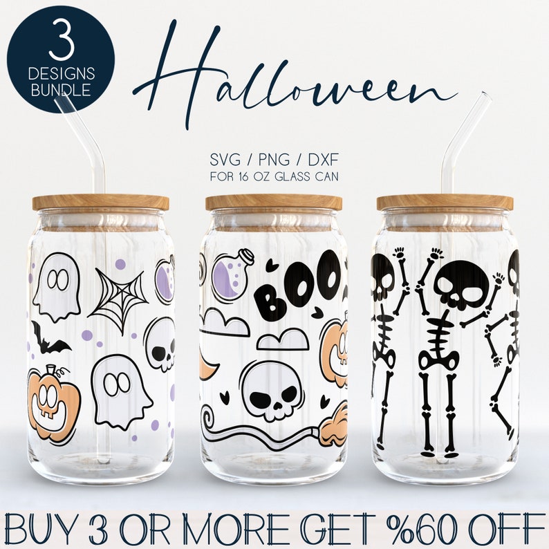 Halloween Libbey Glass SVG Bundle, Skeleton 16oz Beer Can Wrap Svg Png ...