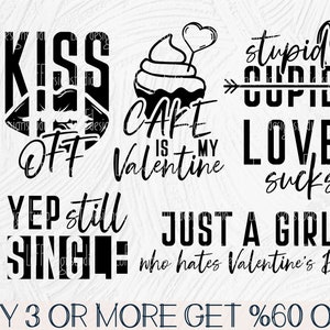 Funny Valentine SVG Bundle, Sarcastic Valentines Day Shirt SVG, Anti Valentine SVG, Svg, Png, File For Cricut, Sublimation Designs Downloads
