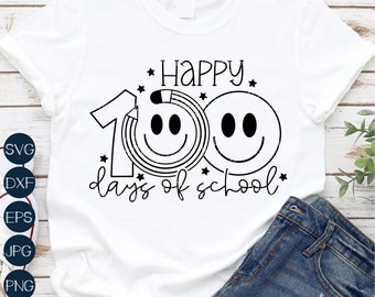 100 Days of School SVG, Smiley Face SVG, Funny 100th Day of