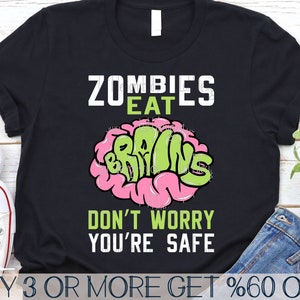 Zombies comen cerebros SVG, divertido SVG de Halloween para adultos, SVG de terror, Svg sarcástico, PNG, archivos Svg para Cricut, descargas de diseños de sublimación