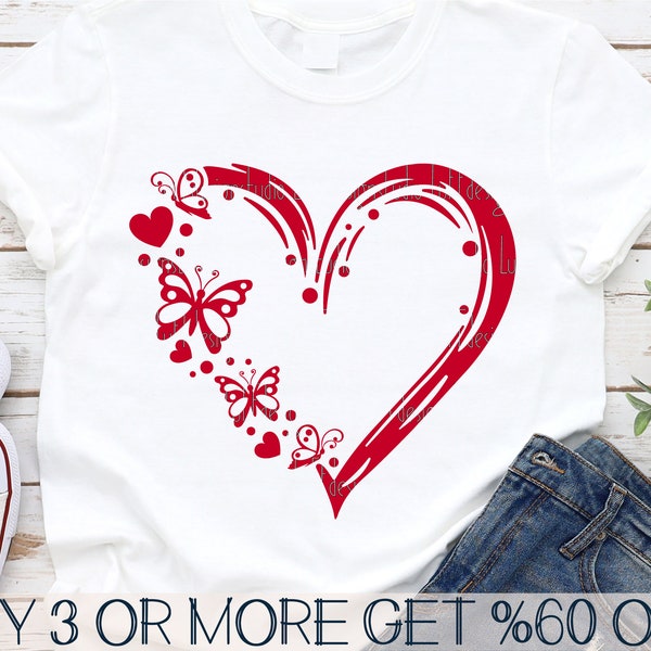 Butterfly Heart SVG, Valentine SVG, Valentines Day Shirt SVG, Love Svg, Png, Popular Svg Files For Cricut, Sublimation Designs Downloads