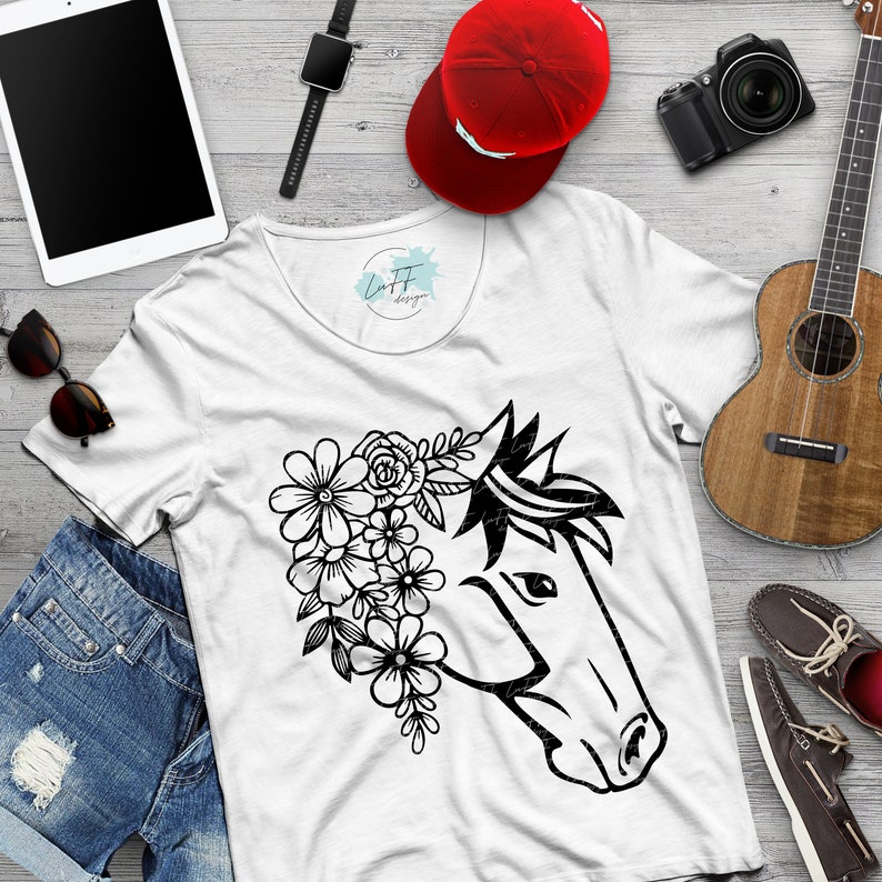 Download Horse with Floral SVG Horse Head with Flower SVG Animals | Etsy