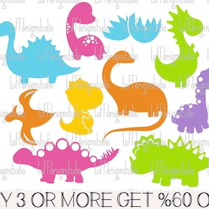 Paquete SVG de dinosaurios, lindos dinosaurios SVG, imágenes prediseñadas de dinosaurios bebés, PNG, DXF, animales, archivos SVG para Cricut, silueta, descargas de diseños de sublimación