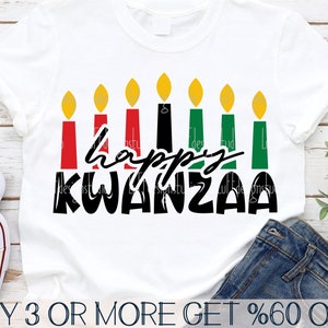 Happy Kwanzaa SVG, Black Christmas SVG, Kwanzaa Candles SVG, Melanin, History, Png, Dxf, Svg Files For Cricut, Sublimation Designs Downloads image 1