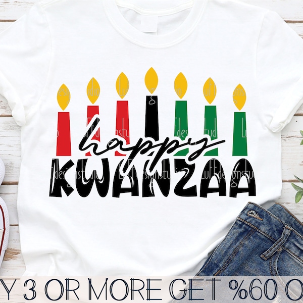Happy Kwanzaa SVG, Black Christmas SVG, Kwanzaa Candles SVG, Melanin, History, Png, Dxf, Svg Files For Cricut, Sublimation Designs Downloads