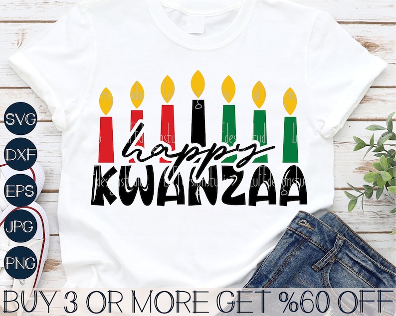 Happy Kwanzaa SVG, Black Christmas SVG, Kwanzaa Candles SVG, Melanin, History, Png, Dxf, Svg Files For Cricut, Sublimation Designs Downloads image 1