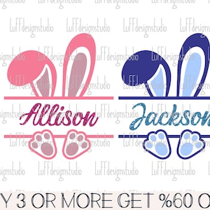 Easter SVG, Split Easter Bunny SVG, Easter Monogram SVG, Bunny Name Frame Svg, Png, Svg Files For Cricut, Sublimation Designs Downloads