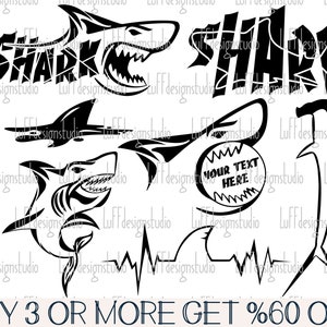 Shark SVG Bundle, Sharkbeat SVG, Shark Fin SVG, Shark Clipart, Popular, Shirt, Png, Dxf, Svg Files For Cricut, Sublimation Designs Downloads