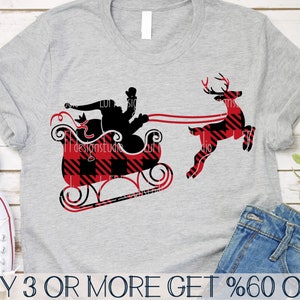 Santa Schlitten SVG, Rentier SVG, Weihnachten SVG, Winter SVG, Frohe Weihnachten Png, Buffalo Plaid SVG, Cricut, Sublimation Designs Downloads