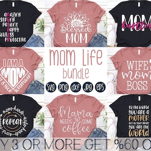 Muttertag SVG-Bundle, Mama Bundle SVG, Mama SVG-Bundle, gesegnete Mutter SVG, Sonnenblume SVG, Png, Datei für Cricut, Sublimation Designs Downloads