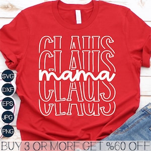 Mama Claus SVG, Christmas Mom SVG, Merry Christmas SVG, Santa Claus Svg, Png, Arquivos Svg para Cricut, Downloads de Designs de Sublimação