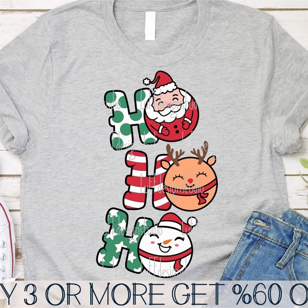 Ho Ho Ho SVG, Santa SVG, Funny Christmas Shirt SVG, Kids Christmas Png, Snowman Svg, Svg Files For Cricut, Sublimation Designs Downloads