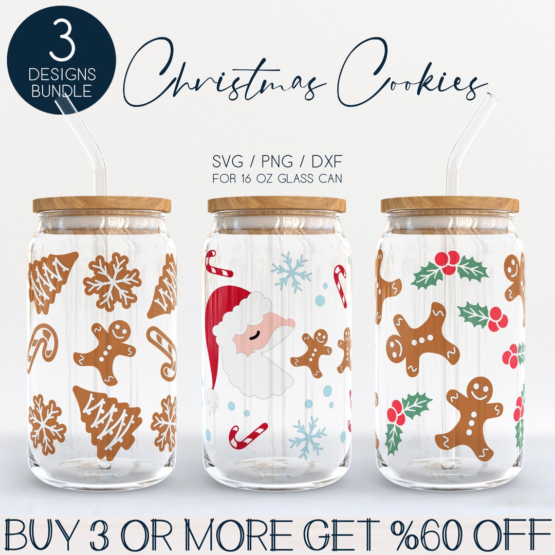 Christmas Libbey Glass SVG Bundle, Cookie 16oz Beer Can Wrap Svg Png ...