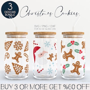 Christmas Libbey Glass SVG Bundle, Cookie 16oz Beer Can Wrap Svg Png Dxf, Santa Coffe Cup Svg, New Year Tumbler Wrap Svg Files for Cricut