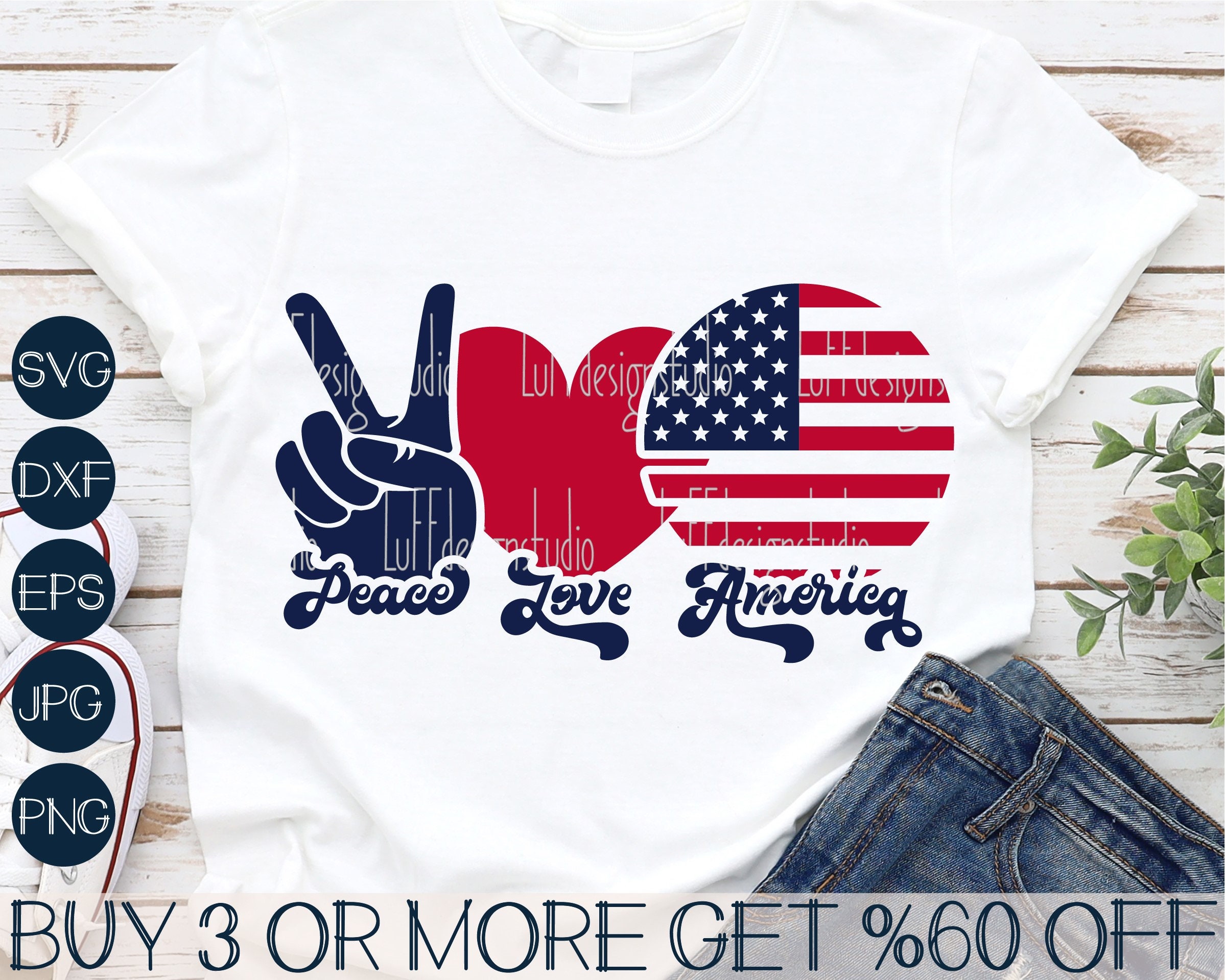 Peace Love America SVG, 4th of July SVG, Patriotic Shirt Svg, American Flag Svg, Png, Svg Files For Cricut, Sublimation Designs Downloads