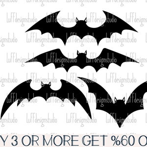 Bat SVG Bundle, Halloween Bat SVG, Bat Silhouette Vector, Gothic, Spooky, Horror, Png, Svg Files For Cricut, Sublimation Design Downloads