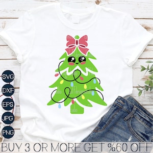 Lindo árbol de Navidad SVG, Navidad para niñas SVG, Luces navideñas SVG, Cinta Svg, Png, Archivos populares para Cricut, Descargas de diseños de sublimación
