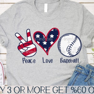 Peace Love Baseball SVG, Baseball Mom SVG, Baseball Love Svg, Maglietta divertente per mamma SVG, PNG, File Svg per Cricut, Download di disegni per sublimazione