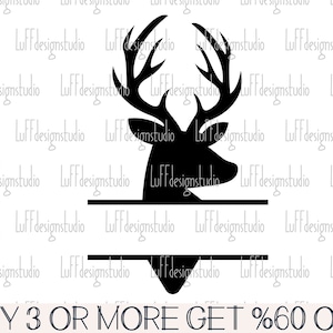 Deer SVG, Split Deer Head SVG, Buck SVG, Hunting Shirt Svg, Frame, Popular,  Png, Dxf, Svg Files For Cricut, Sublimation Designs Downloads
