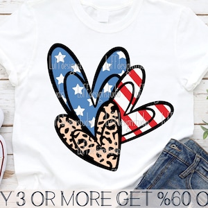 Amerikaanse vlag harten PNG SVG, 4 juli liefde SVG, Leopard hart png, meisje 4 juli Svg-bestanden voor Cricut, sublimatie ontwerpen downloads