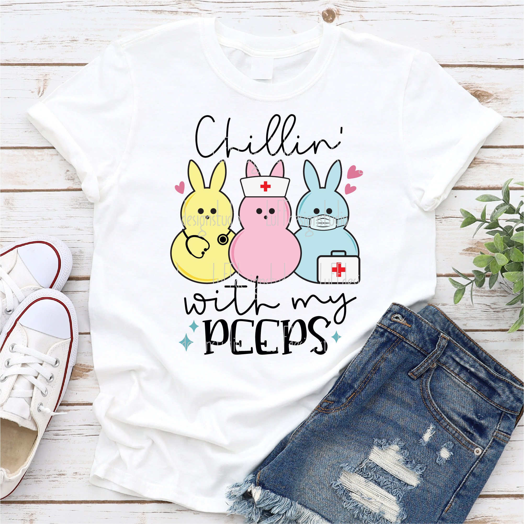 Chillin' With My Peeps Three Bunnies SVG PNG - Inspire Uplift