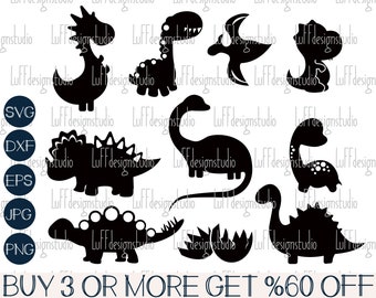 恐竜SVGバンドル、かわいい恐竜SVG、赤ちゃん恐竜クリップアート、Png、DXF、動物、Cricut用SVGファイル、シルエット、昇華デザインのダウンロード