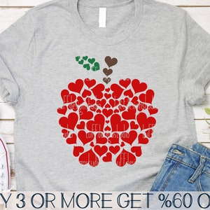 Valentine Teacher SVG, 100 Days of School SVG, Kids Valentine SVG, Apple Heart Svg, Png, Svg Files For Cricut, Sublimation Designs Downloads