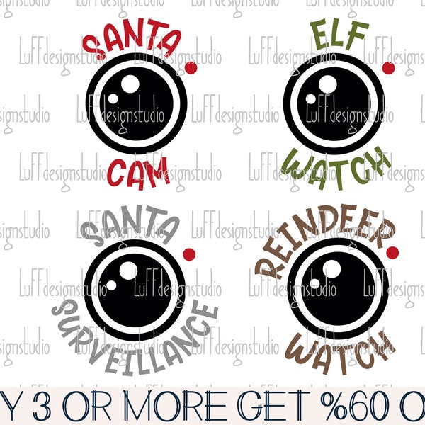 Santa Cam SVG, Christmas SVG, Elf, Reindeer, Watch, Funny, Shirt, Png, Dxf, Svg Files For Cricut, Silhouette, Sublimation Designs Downloads