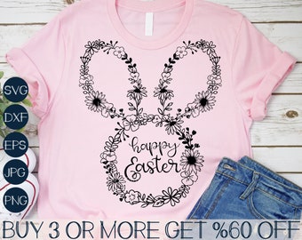 Floral Easter Bunny SVG: Wildflower Bunny Ears, Cricut File