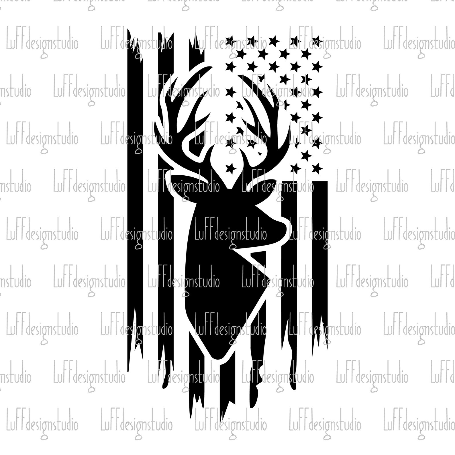 Download Deer SVG Distressed American Flag SVG 4th of July SVG | Etsy