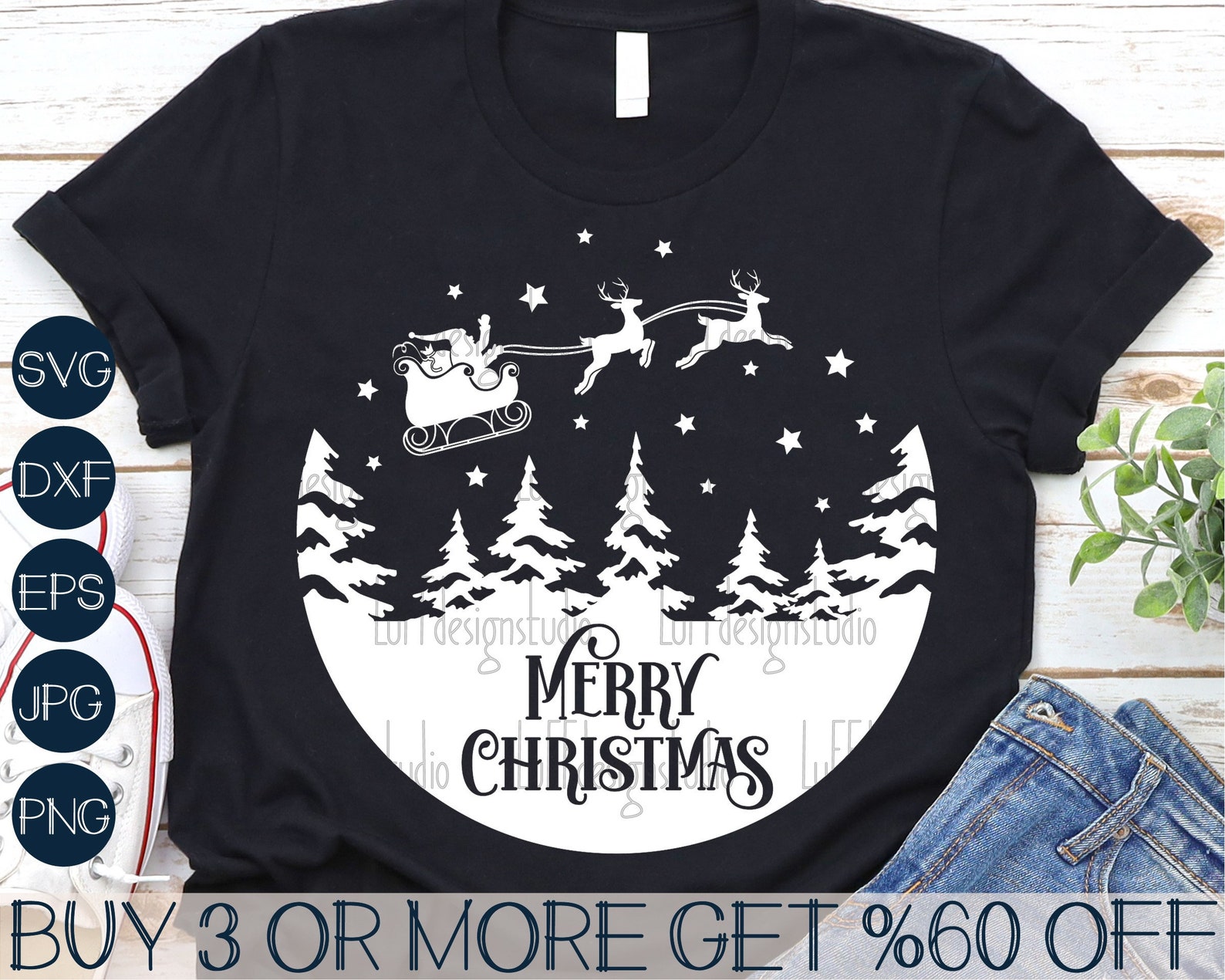 Merry Christmas SVG, Santa Sleigh SVG, Reindeer SVG, Winter Svg ...