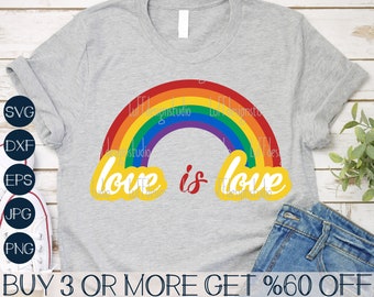 Love is Love SVG, Lgbtq SVG, Rainbow SVG, Gay Pride Svg, Valentines Day Svg, Equality, Png, Files For Cricut, Sublimation Designs Downloads