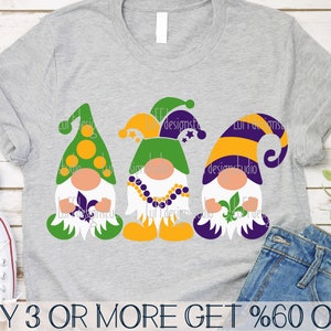 Mardi Gras SVG, SVG de gnomes, la Nouvelle-Orléans SVG, Svg de Louisiane, Svg de chapeau de bouffon, Svg de chemise drôle, fichiers pour Cricut, téléchargements de dessins par sublimation