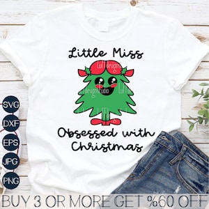 Mädchen Weihnachten SVG, niedlicher Weihnachtsbaum SVG, kleines Fräulein besessen von Weihnachtssvg, Png, Dateien für Cricut, Sublimation Designs Downloads