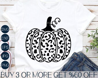 Leopard Pumpkin SVG, Fall SVG, Halloween SVG, Cheetah Print Svg, Thanksgiving, Png, Dxf, Svg Files for Cricut, Sublimation Designs Downloads